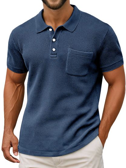 Polo ligero de tejido gofrado para hombre - transpirable, moderno y perfecto para el verano y el uso diario