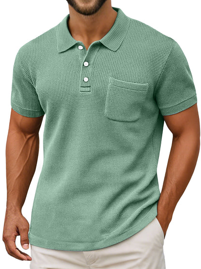 Polo ligero de tejido gofrado para hombre - transpirable, moderno y perfecto para el verano y el uso diario