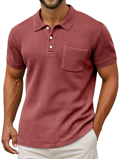 Polo ligero de tejido gofrado para hombre - transpirable, moderno y perfecto para el verano y el uso diario