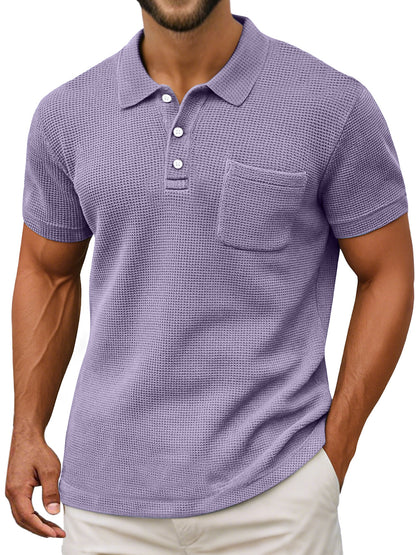 Polo ligero de tejido gofrado para hombre - transpirable, moderno y perfecto para el verano y el uso diario