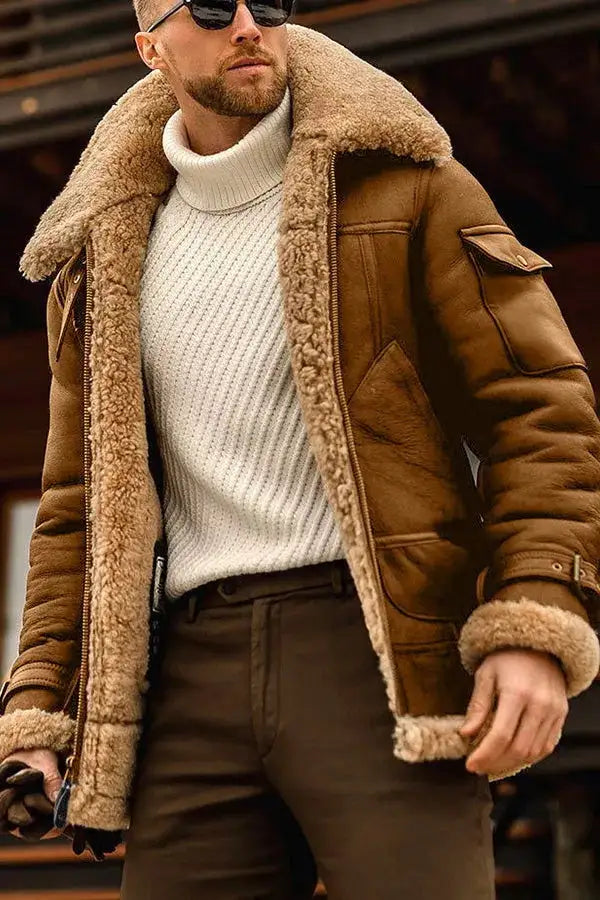 Oktober Specials -Letzten Tag Rabatt 🎁Elegante fliegende Lederjacke für Männer in Kamel B04 (Kostenloser Versand)