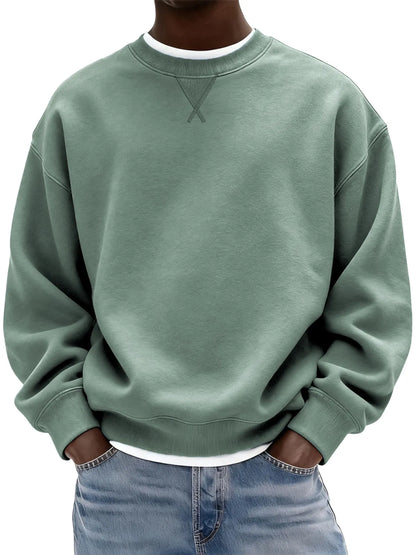Sudadera de hombre confeccionada en algodón grueso con patrón de punto de cruz y cuello redondo