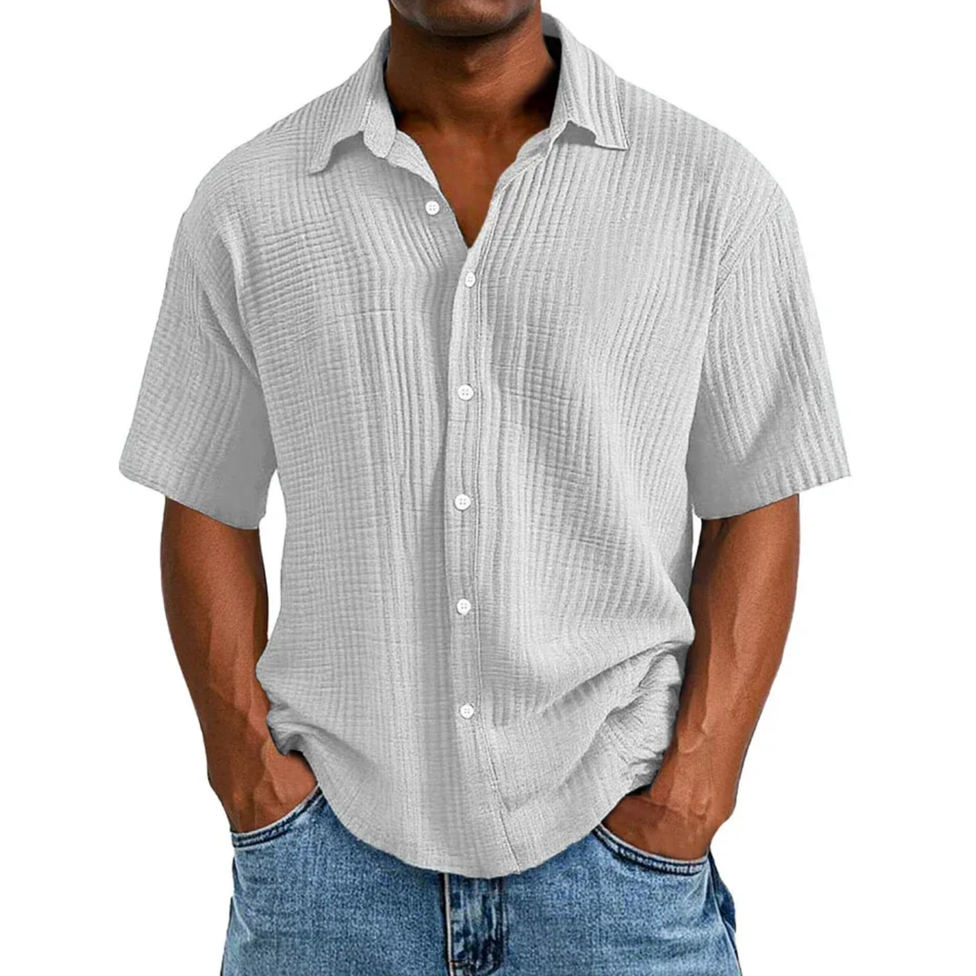 🔥Ofertas especiales de año nuevo 2026: camisa de manga corta informal, holgada y cómoda con textura para hombre