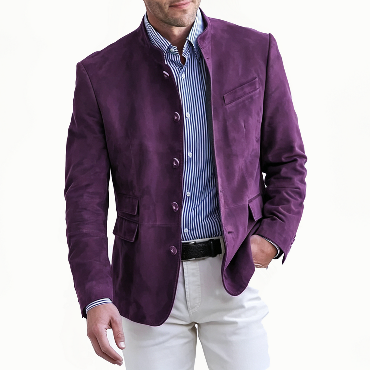 🔥Último día con 50% de descuento-  Chaqueta de cuero vintage de largo medio para hombre de la serie