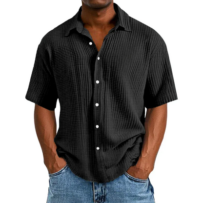 🔥Ofertas especiales de año nuevo 2026: camisa de manga corta informal, holgada y cómoda con textura para hombre