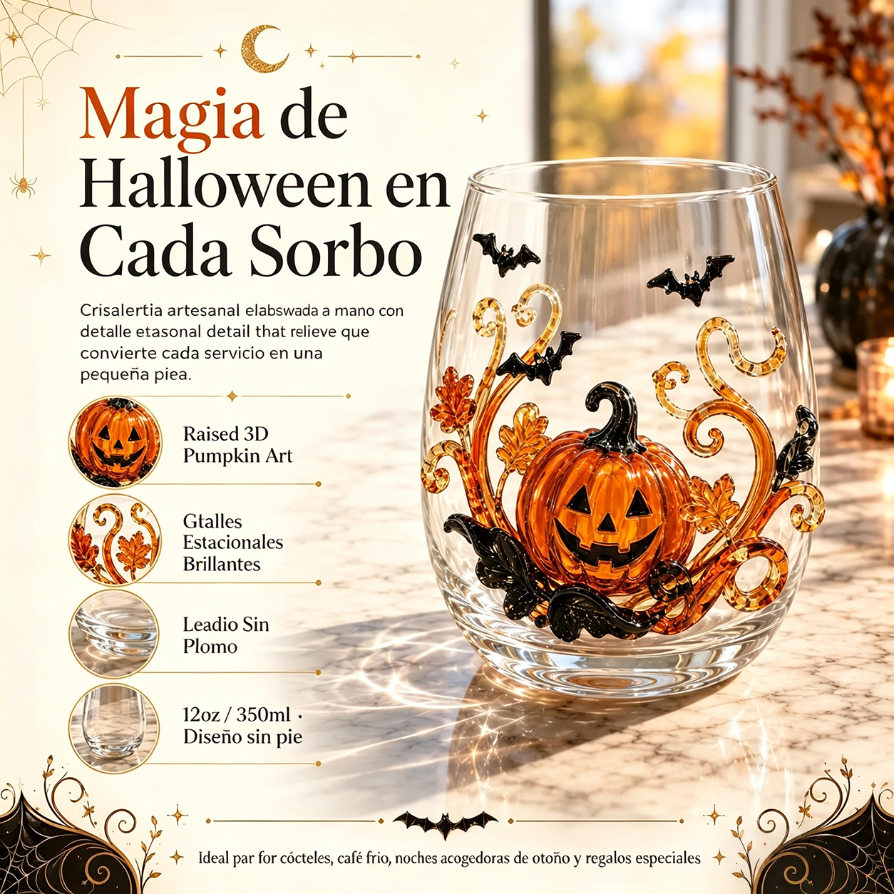 🎃 Colección de cristalería de Halloween en 3D