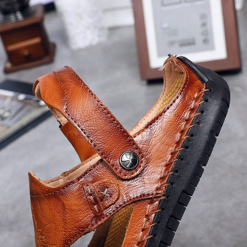 🔥VENTA FINAL🎁--60% DE DESCUENTO 🎉 Sandalias de cuero casuales, transpirables y hechas a mano para hombre