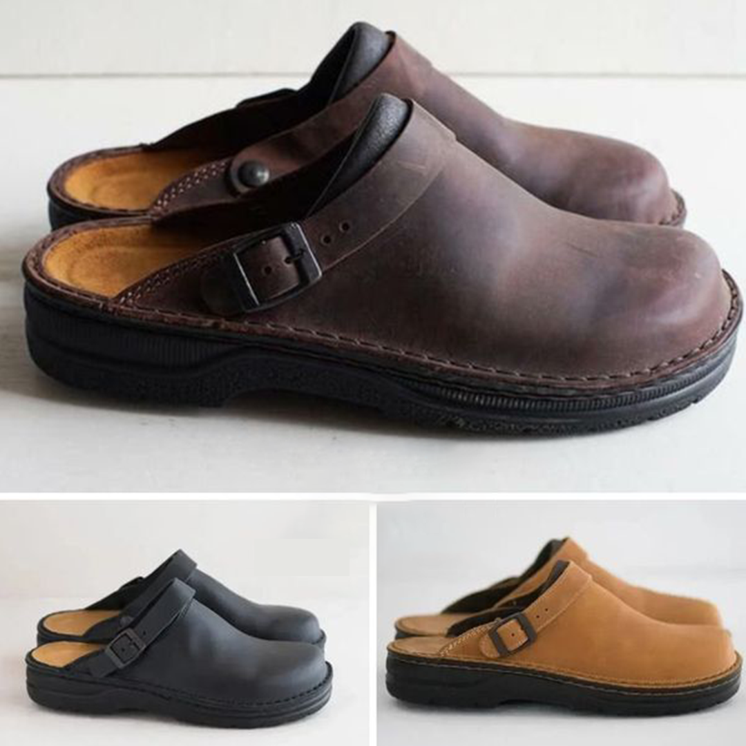 🔥ÚLTIMO DÍA 50% DE DESCUENTO🔥 Pantuflas ortopédicas de cuero cómodas (2 pares con 5% de descuento y envío gratis)