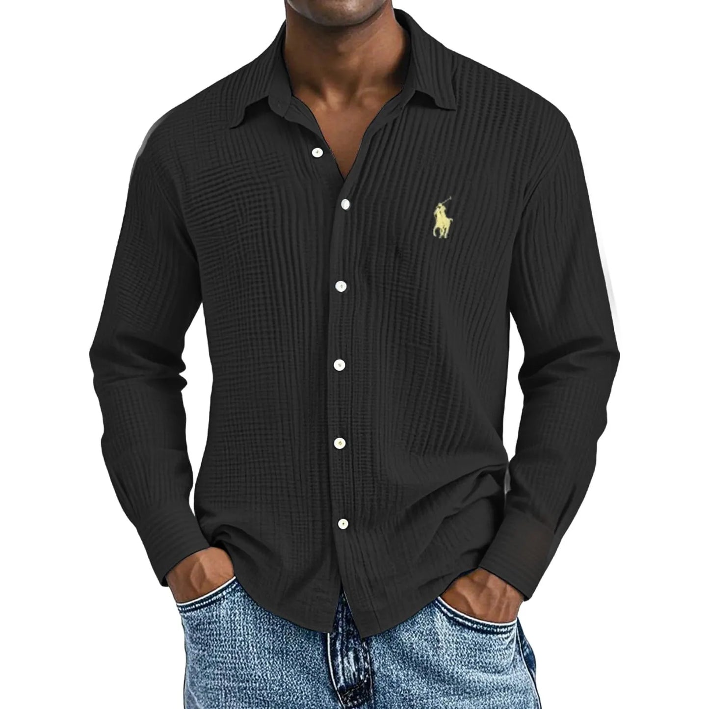 🔥🔥Ofertas especiales de año nuevo 2026: Camisas largas de algodón texturizado, informales, holgadas y cómodas para hombre