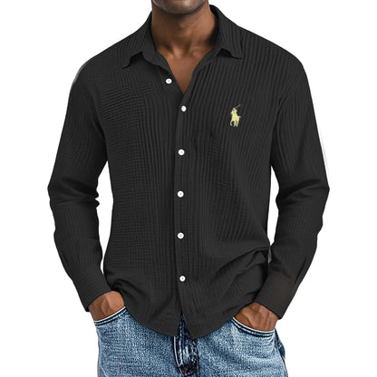 🔥🔥Ofertas especiales de año nuevo 2026: Camisas largas de algodón texturizado, informales, holgadas y cómodas para hombre