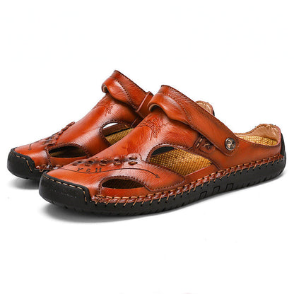 🔥VENTA FINAL🎁--60% DE DESCUENTO 🎉 Sandalias de cuero casuales, transpirables y hechas a mano para hombre