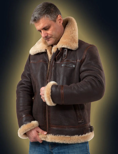 🔥Ofertas de Año Nuevo 2026 - ¡Último día de descuento! Chaqueta bomber de piel de oveja B-3