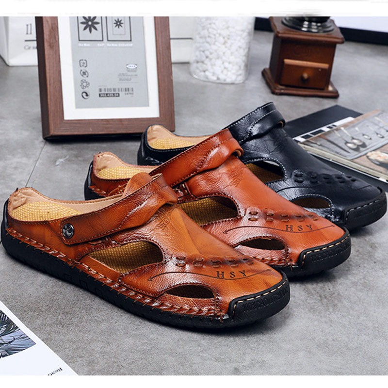 🔥VENTA FINAL🎁--60% DE DESCUENTO 🎉 Sandalias de cuero casuales, transpirables y hechas a mano para hombre