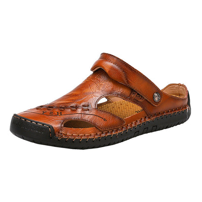 🔥VENTA FINAL🎁--60% DE DESCUENTO 🎉 Sandalias de cuero casuales, transpirables y hechas a mano para hombre