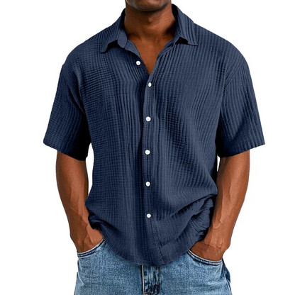 🔥Ofertas especiales de año nuevo 2026: camisa de manga corta informal, holgada y cómoda con textura para hombre