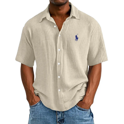 🔥Ofertas especiales de año nuevo 2026: camisa de manga corta informal, holgada y cómoda con textura para hombre