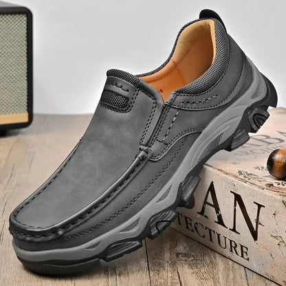 ⏰Promoción: 50% de descuento – Zapatillas ortopédicas sin cordones para hombre, fabricadas en piel auténtica