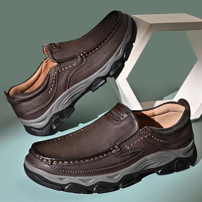 ⏰Promoción: 50% de descuento – Zapatillas ortopédicas sin cordones para hombre, fabricadas en piel auténtica