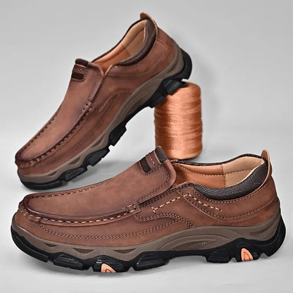 ⏰Promoción: 50% de descuento – Zapatillas ortopédicas sin cordones para hombre, fabricadas en piel auténtica