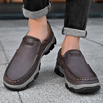 ⏰Promoción: 50% de descuento – Zapatillas ortopédicas sin cordones para hombre, fabricadas en piel auténtica
