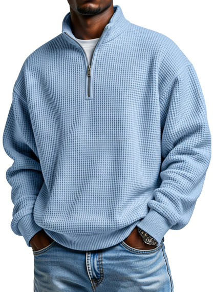 🔥Ofertas especiales de año nuevo 2026:Sudadera con capucha de manga larga para hombre, de color liso, con textura de gofre y cremallera