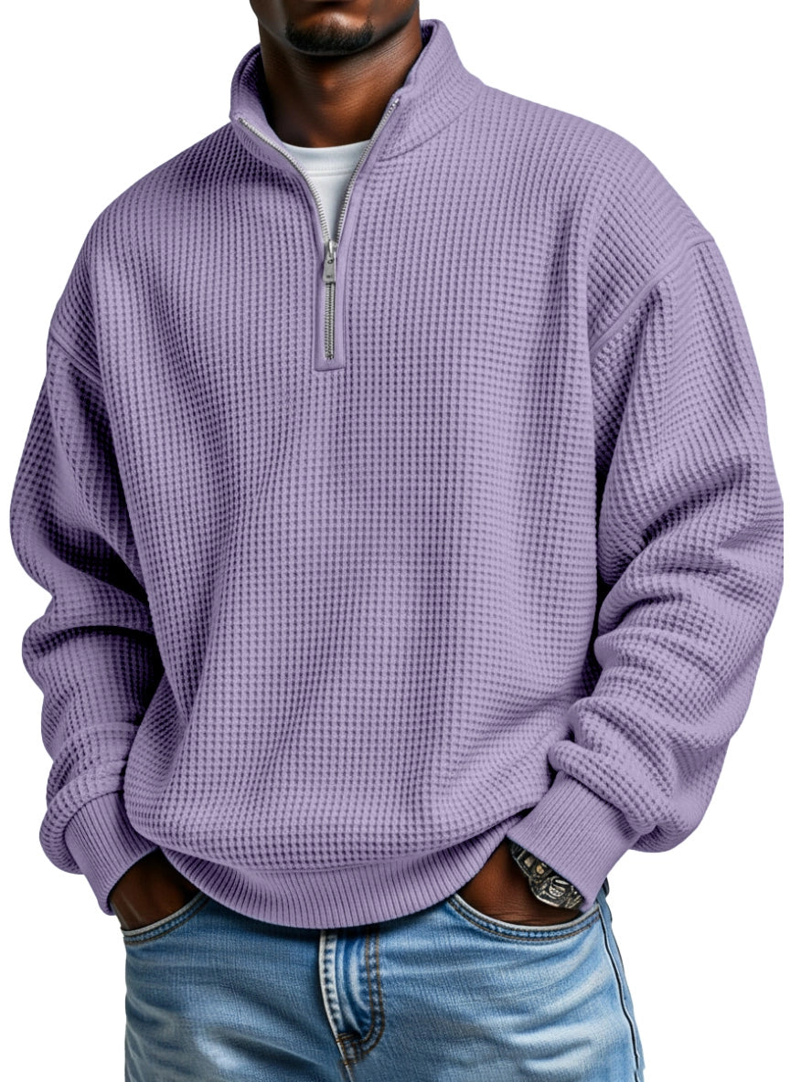🔥Ofertas especiales de año nuevo 2026:Sudadera con capucha de manga larga para hombre, de color liso, con textura de gofre y cremallera
