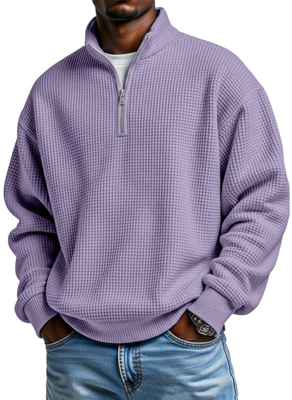 🔥Ofertas especiales de año nuevo 2026:Sudadera con capucha de manga larga para hombre, de color liso, con textura de gofre y cremallera