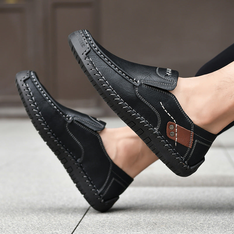 [⏰¡60% de descuento por tiempo limitado - no te lo pierdas!] 🔥 Zapatos para caminar para hombre hechos de auténtica piel de becerro australiana👞✅Cosidos a mano para caminar cómodamente