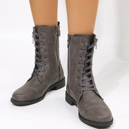 Botas retro de piel de media pantorrilla
