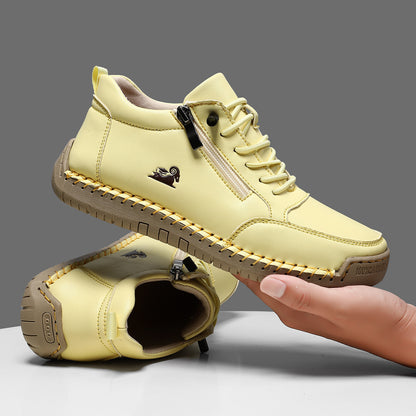 ⏰Último día 50% de descuento🔥Zapatos ortopédicos unisex de cuero de becerro👞Duraderos, antideslizantes | Impermeables | Soporte para el arco del pie | Alivio del dolor