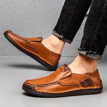 [⏰¡60% de descuento por tiempo limitado - no te lo pierdas!] 🔥 Zapatos para caminar para hombre hechos de auténtica piel de becerro australiana👞✅Cosidos a mano para caminar cómodamente