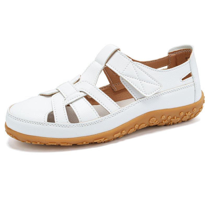 Sandalias ortopédicas de cuero estilo retro para mujer
