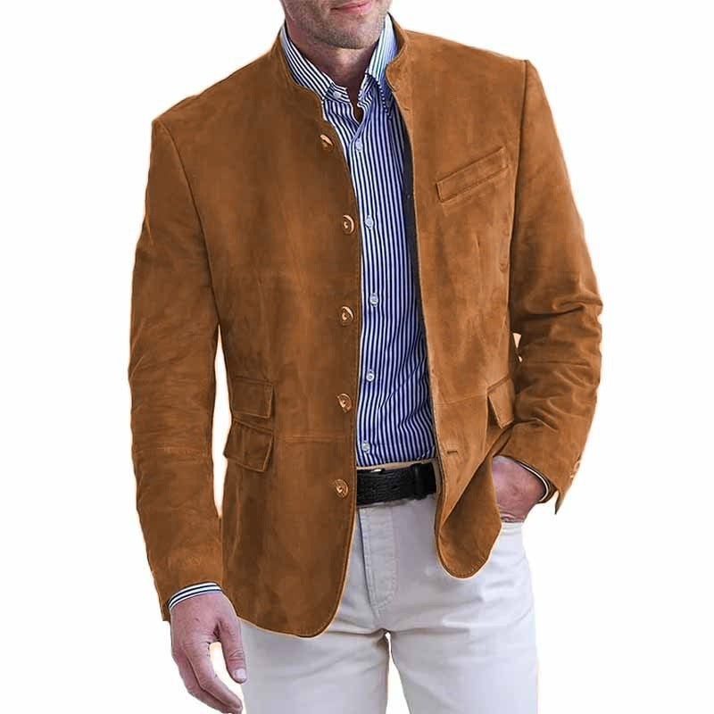 ⭐Último día con 50% de descuento-  Chaqueta de cuero vintage de largo medio para hombre de la serie