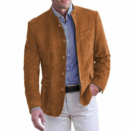⭐Último día con 50% de descuento-  Chaqueta de cuero vintage de largo medio para hombre de la serie