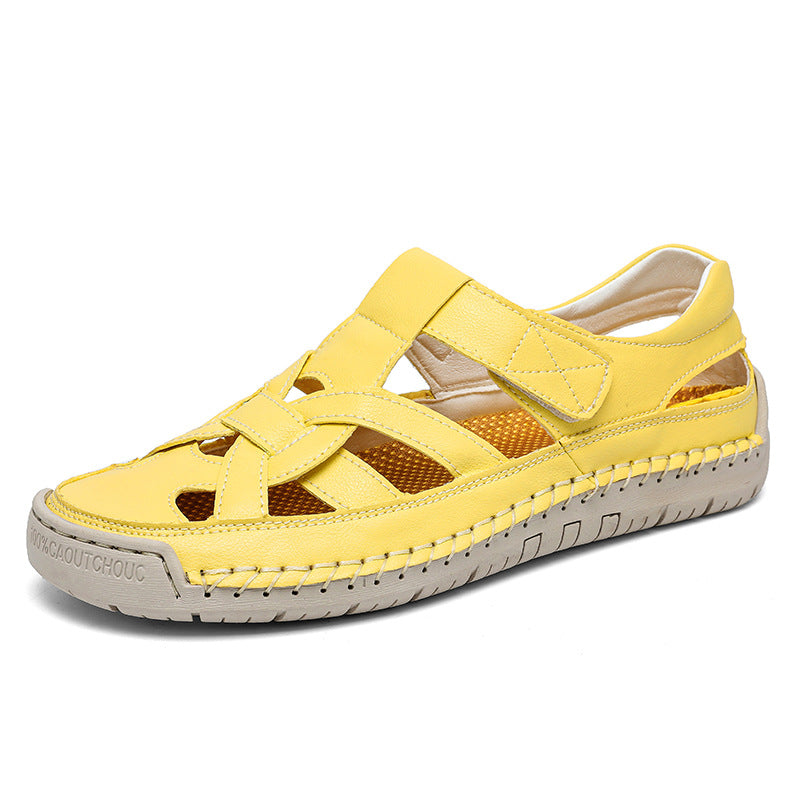 🔥Oferta de verano🔥 Sandalias unisex de piel con cierre de velcro – Calzado informal y playero transpirable para el verano
