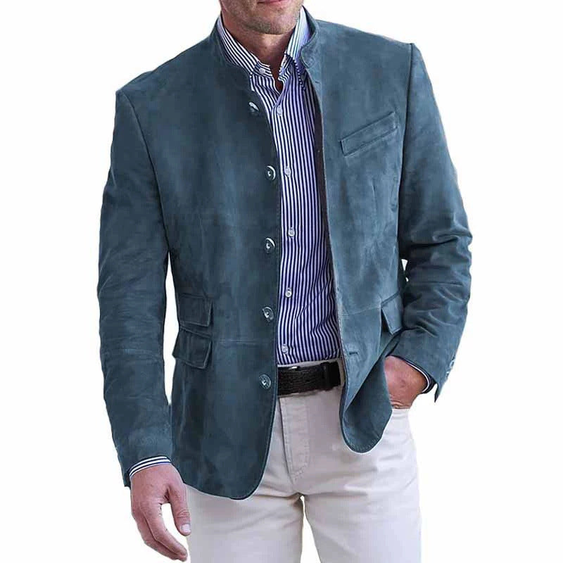 Chaqueta de cuero vintage de largo medio para hombre