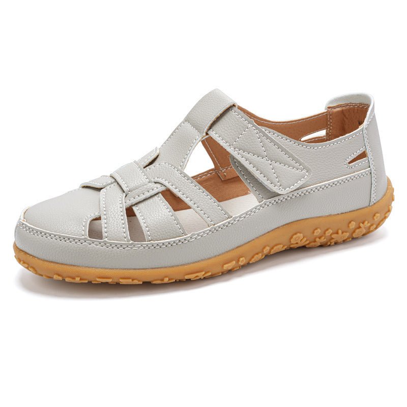 Sandalias ortopédicas de cuero estilo retro para mujer