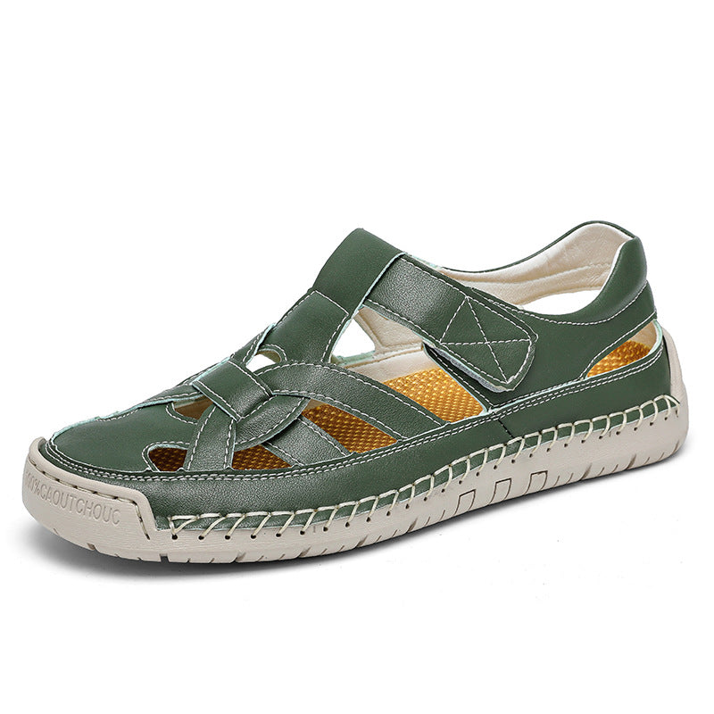 🔥Oferta de verano🔥 Sandalias unisex de piel con cierre de velcro – Calzado informal y playero transpirable para el verano