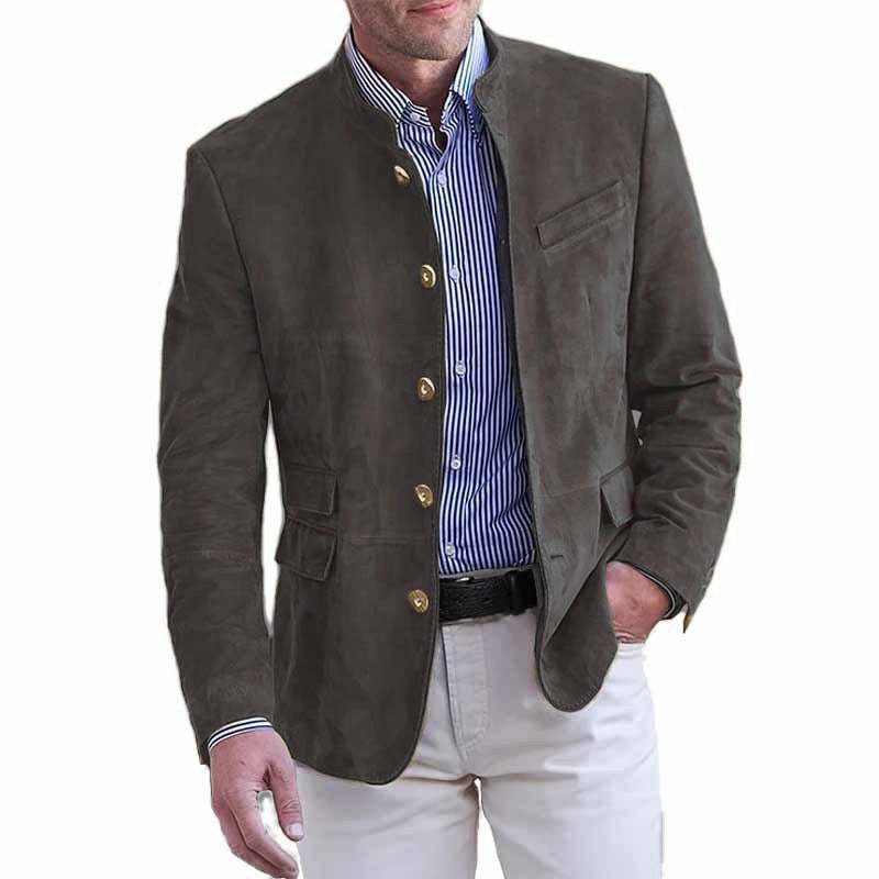 ⭐Último día con 50% de descuento-  Chaqueta de cuero vintage de largo medio para hombre de la serie