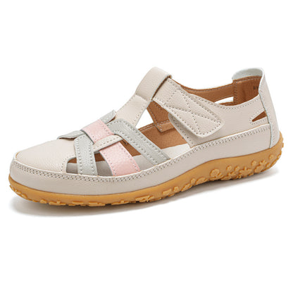 Sandalias ortopédicas de cuero estilo retro para mujer