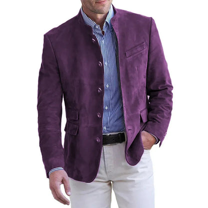 Chaqueta de cuero vintage de largo medio para hombre