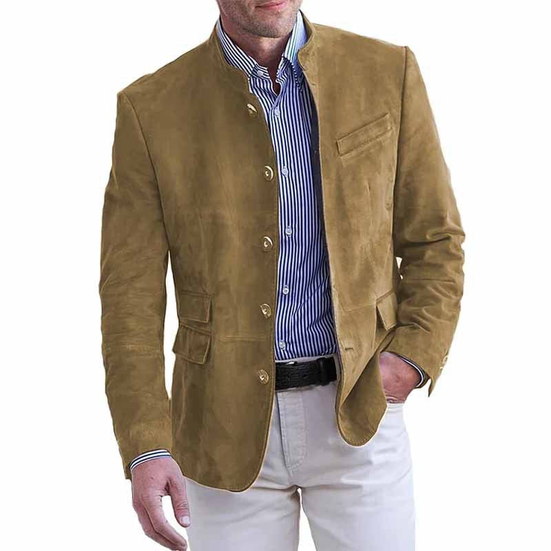 ⭐Último día con 50% de descuento-  Chaqueta de cuero vintage de largo medio para hombre de la serie