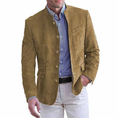 ⭐Último día con 50% de descuento-  Chaqueta de cuero vintage de largo medio para hombre de la serie