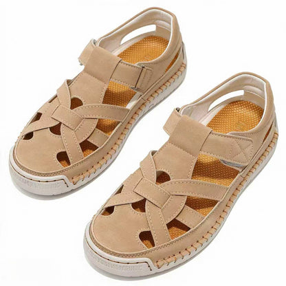 🔥Oferta de verano🔥 Sandalias unisex de piel con cierre de velcro – Calzado informal y playero transpirable para el verano
