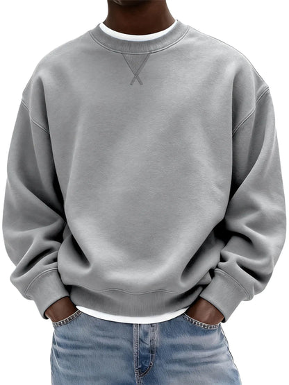Sudadera de hombre confeccionada en algodón grueso con patrón de punto de cruz y cuello redondo