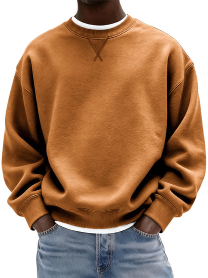 Sudadera de hombre confeccionada en algodón grueso con patrón de punto de cruz y cuello redondo