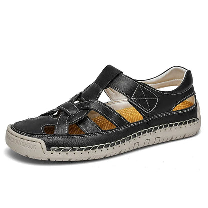 🔥Oferta de verano🔥 Sandalias unisex de piel con cierre de velcro – Calzado informal y playero transpirable para el verano