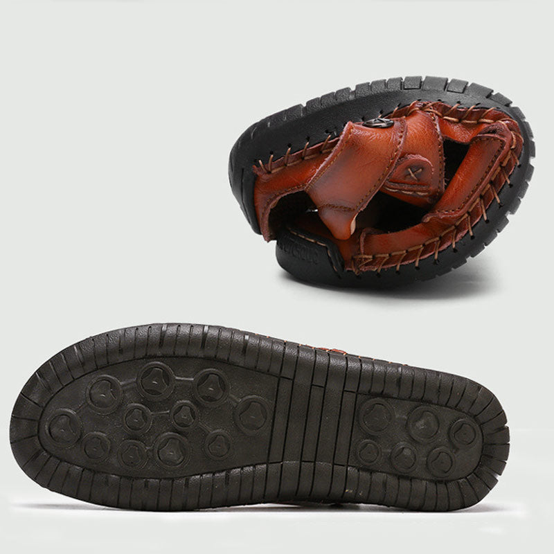 🔥VENTA FINAL🎁--60% DE DESCUENTO 🎉 Sandalias de cuero casuales, transpirables y hechas a mano para hombre