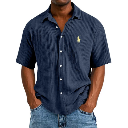 🔥Ofertas especiales de año nuevo 2026: camisa de manga corta informal, holgada y cómoda con textura para hombre