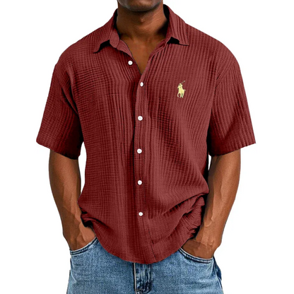 🔥Ofertas especiales de año nuevo 2026: camisa de manga corta informal, holgada y cómoda con textura para hombre